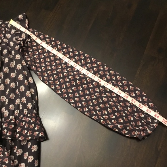 H&M Boho Midi Dress Floral Print Long Sleeve Asymmetrical Hem Button Down Size 2 - Picture 13 of 14